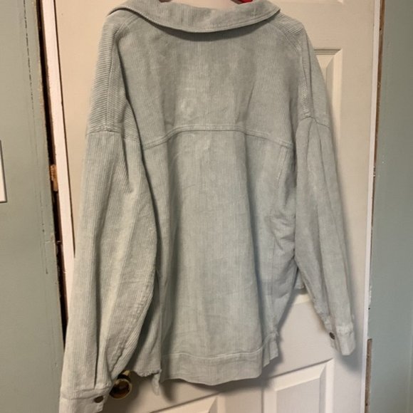 Women's Light Blue Gray Corduroy Jacket - Picture 4 of 4